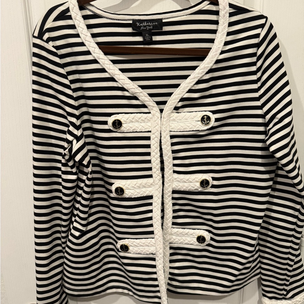 Katherine New York Black & White Striped Top